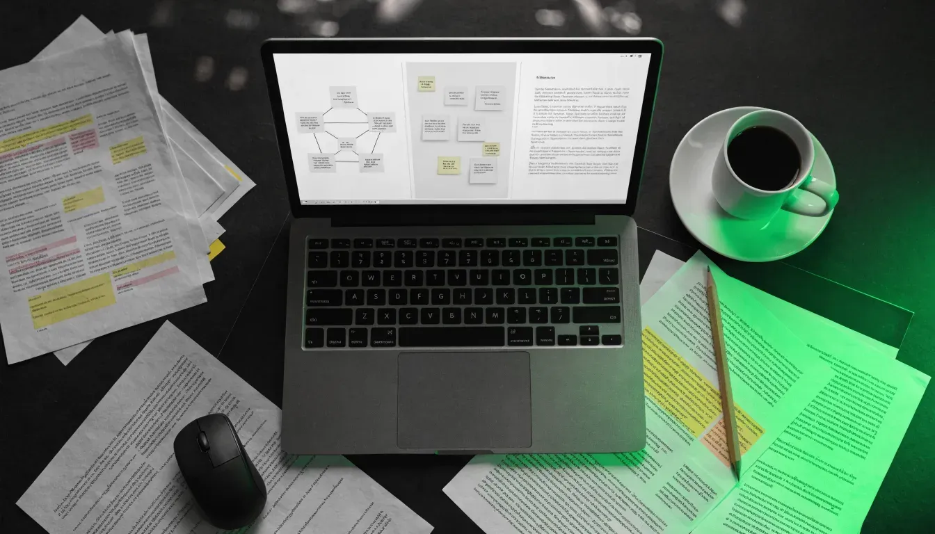 Best AI tools for graduate students — research workflow across literature review, notes, and writing on a laptop